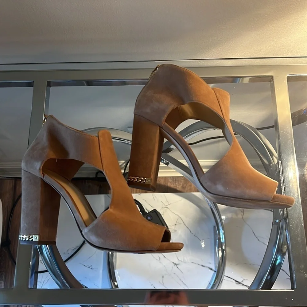Michael Kors Sabrina Block Heel with chain detail